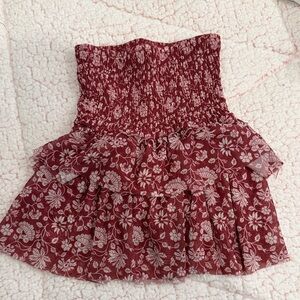 Zara Girls Red Floral Tiered Skirt